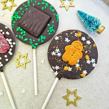 Load image into Gallery viewer, Dark Chocolate Vegan Gingerbread Man Lollipop