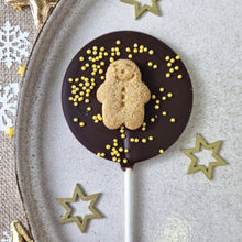 Load image into Gallery viewer, Dark Chocolate Vegan Gingerbread Man Lollipop