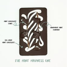 Load image into Gallery viewer, The Mint Smash One - The Home Of Fully Loaded boozy Chocolate. Large Slabbs of boozy chocolate with a variety of alcoholic ganaches; gin, rum, whisky, amaretto, baileys and toppings. Available as monthly subscriptions.