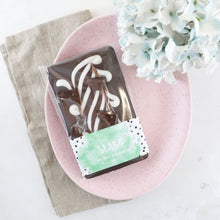 Load image into Gallery viewer, The Mint Smash One - The Home Of Fully Loaded boozy Chocolate. Large Slabbs of boozy chocolate with a variety of alcoholic ganaches; gin, rum, whisky, amaretto, baileys and toppings. Available as monthly subscriptions.