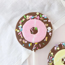 Load image into Gallery viewer, Milk Chocolate Party Ring Lollipop - The Home Of Fully Loaded boozy Chocolate. Large Slabbs of boozy chocolate with a variety of alcoholic ganaches; gin, rum, whisky, amaretto, baileys and toppings. Available as monthly subscriptions.