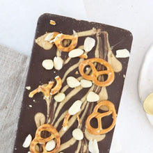 Load image into Gallery viewer, The Peanut Butter Pretzel One - The Home Of Fully Loaded boozy Chocolate. Large Slabbs of boozy chocolate with a variety of alcoholic ganaches; gin, rum, whisky, amaretto, baileys and toppings. Available as monthly subscriptions.