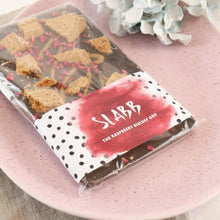 Load image into Gallery viewer, The Raspberry Biscoff One - The Home Of Fully Loaded boozy Chocolate. Large Slabbs of boozy chocolate with a variety of alcoholic ganaches; gin, rum, whisky, amaretto, baileys and toppings. Available as monthly subscriptions.