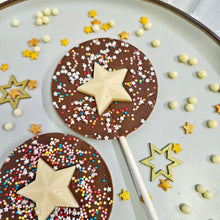 Load image into Gallery viewer, Milk Chocolate Christmas Star Lollipop.

