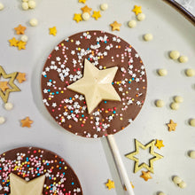 Load image into Gallery viewer, Milk Chocolate Christmas Star Lollipop.
