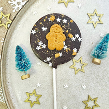 Load image into Gallery viewer, Dark Chocolate Vegan Gingerbread Man Lollipop
