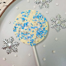Load image into Gallery viewer, White Chocolate Frosty Sprinkles Lollipop.
