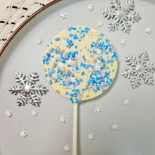 Load image into Gallery viewer, White Chocolate Frosty Sprinkles Lollipop.

