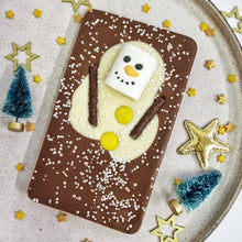 Load image into Gallery viewer, Milk Chocolate Melted Snowman Slabb.
