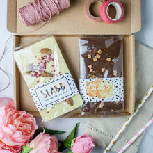 Load image into Gallery viewer, Couples Monthly Chocolate Subscription Box (Vegan Option Available) - The Home Of Fully Loaded boozy Chocolate. Large Slabbs of boozy chocolate with a variety of alcoholic ganaches; gin, rum, whisky, amaretto, baileys and toppings. Available as monthly subscriptions.
