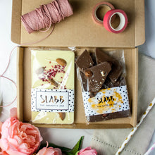 Load image into Gallery viewer, Couples Monthly Chocolate Subscription Box (Vegan Option Available) - The Home Of Fully Loaded boozy Chocolate. Large Slabbs of boozy chocolate with a variety of alcoholic ganaches; gin, rum, whisky, amaretto, baileys and toppings. Available as monthly subscriptions.
