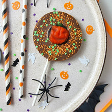 Load image into Gallery viewer, Milk Chocolate Pumpkin Face Lollipop
