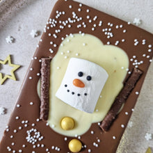 Load image into Gallery viewer, Milk Chocolate Melted Snowman Slabb.

