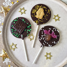 Load image into Gallery viewer, Vegan Dark Chocolate Mint Thin Lollipop.
