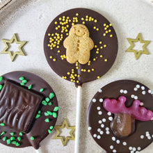 Load image into Gallery viewer, Dark Chocolate Vegan Gingerbread Man Lollipop
